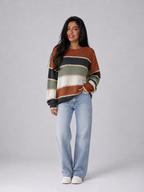 Women's Striped Crewneck Knit Sweater