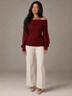 Women's Off Shoulder Fold-Over Sweater