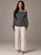 Women's Off Shoulder Fold-Over Sweater