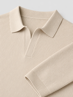 Ribbed polo knit top – Nude & Nero