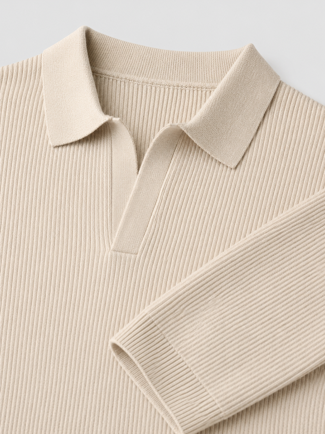 Ribbed polo knit top – Nude & Nero