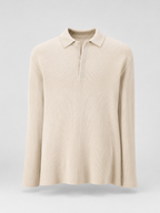 Ribbed polo knit top – Nude & Nero