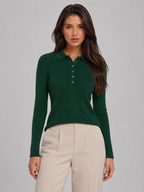 Ribbed polo knit top – Nude & Nero