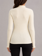 Ribbed mock neck knit sweater – Nude & Nero