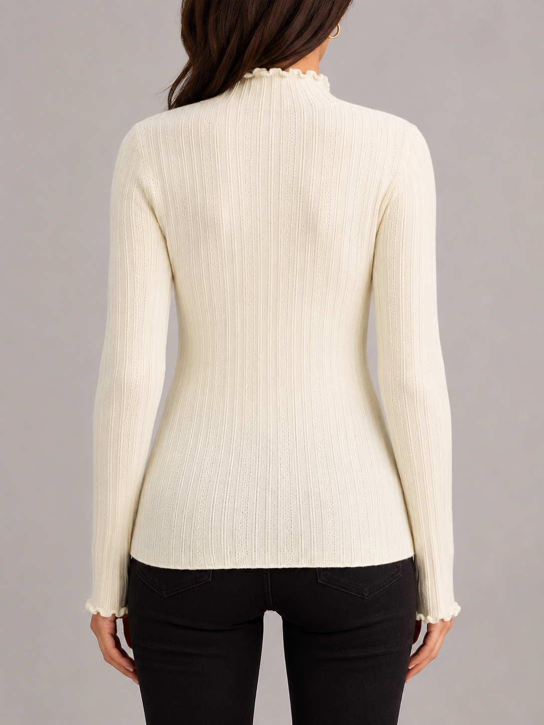Ribbed mock neck knit sweater – Nude & Nero