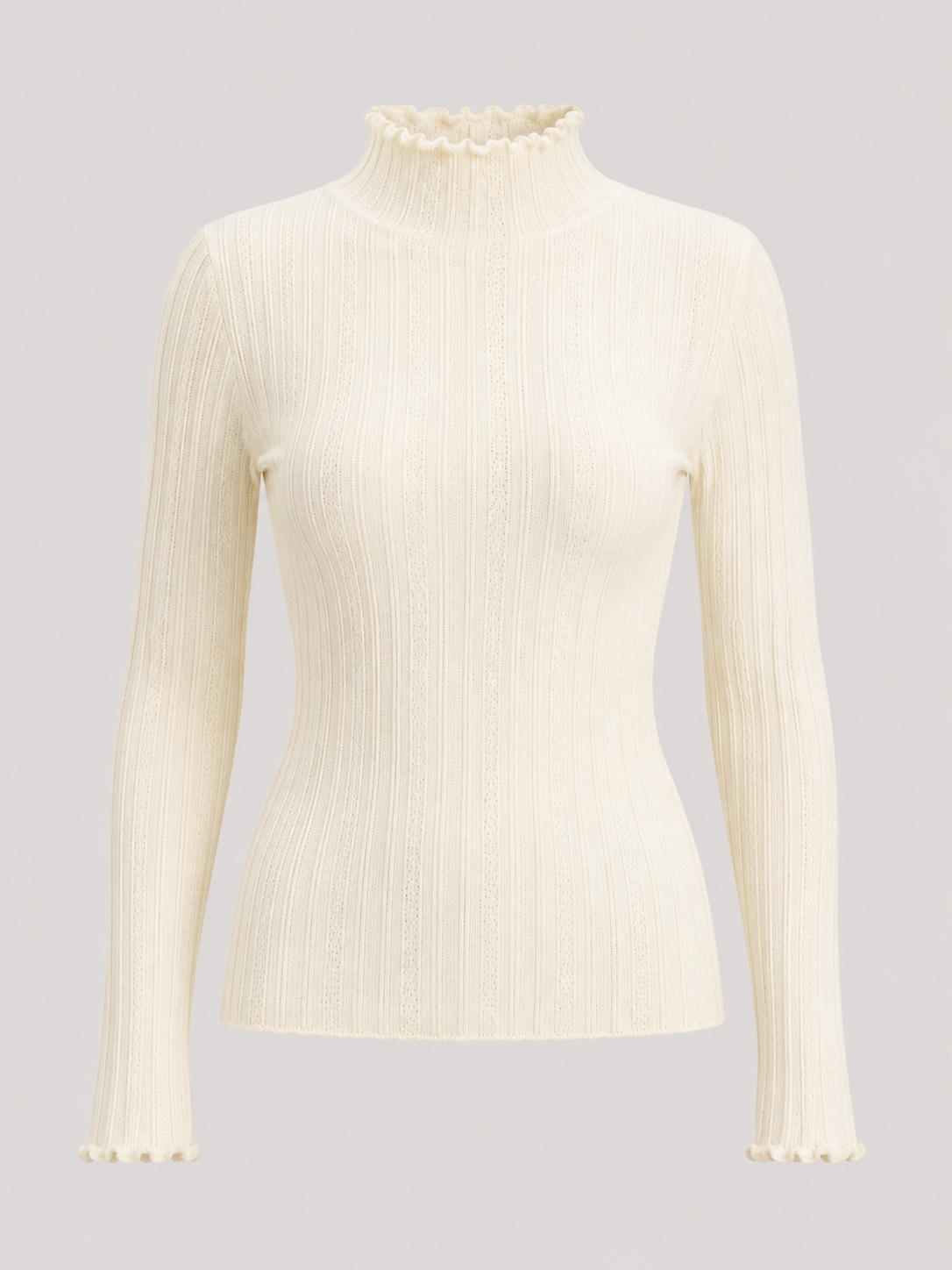 Ribbed mock neck knit sweater – Nude & Nero