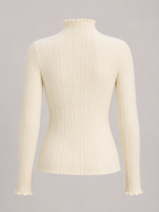 Ribbed mock neck knit sweater – Nude & Nero