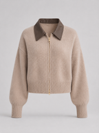 Fuzzy knit zip cardigan – Nude & Nero