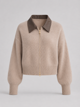 Fuzzy knit zip cardigan – Nude & Nero