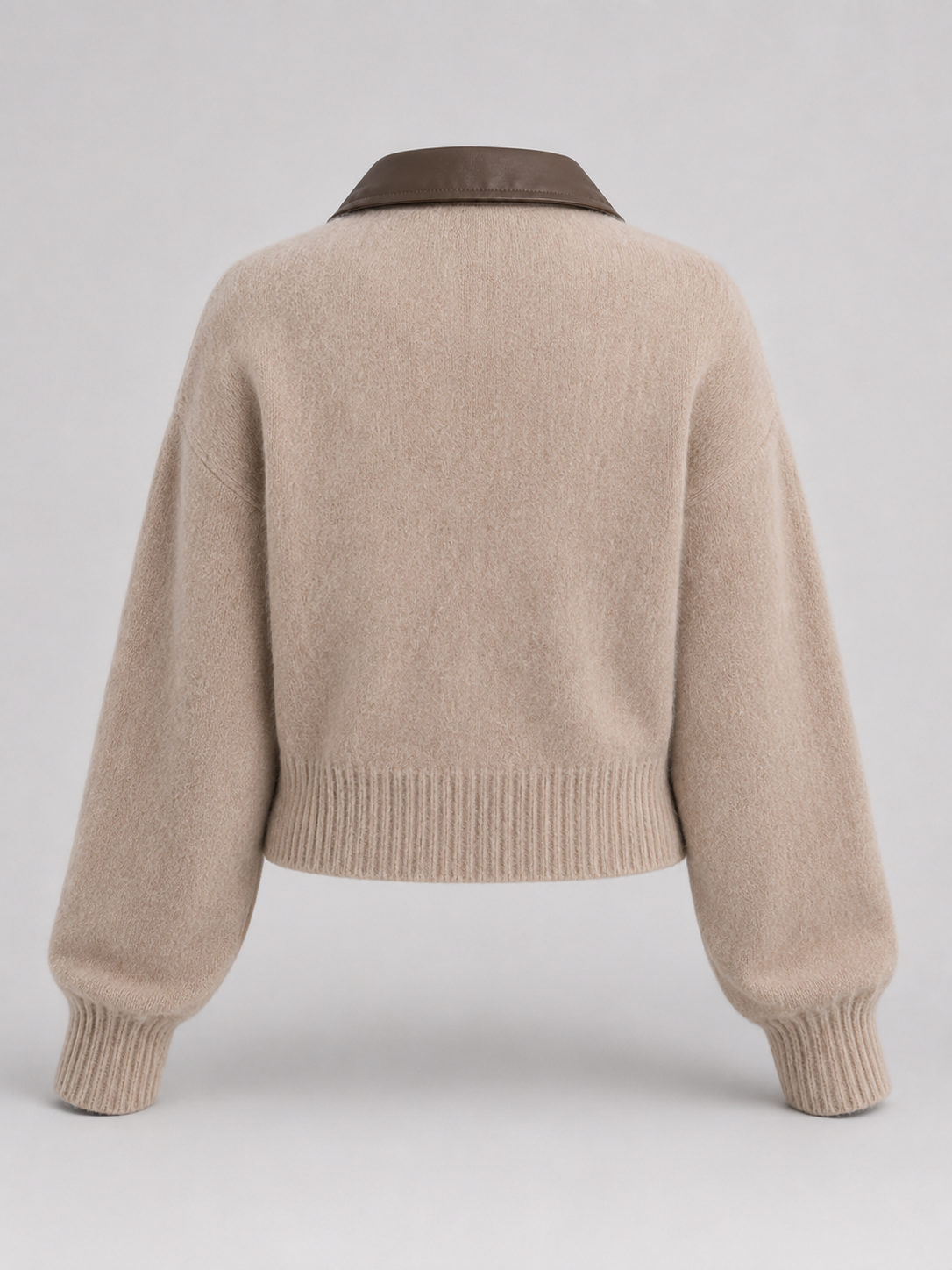 Fuzzy knit zip cardigan – Nude & Nero