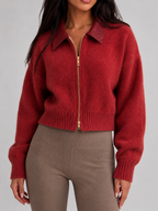 Fuzzy knit zip cardigan – Nude & Nero