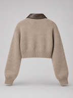 Cropped fuzzy zip cardigan – Nude & Nero
