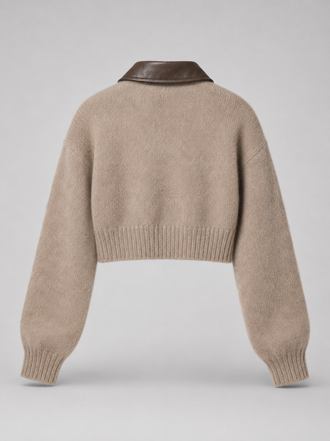 Cropped fuzzy zip cardigan – Nude & Nero
