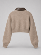 Cropped fuzzy zip cardigan – Nude & Nero