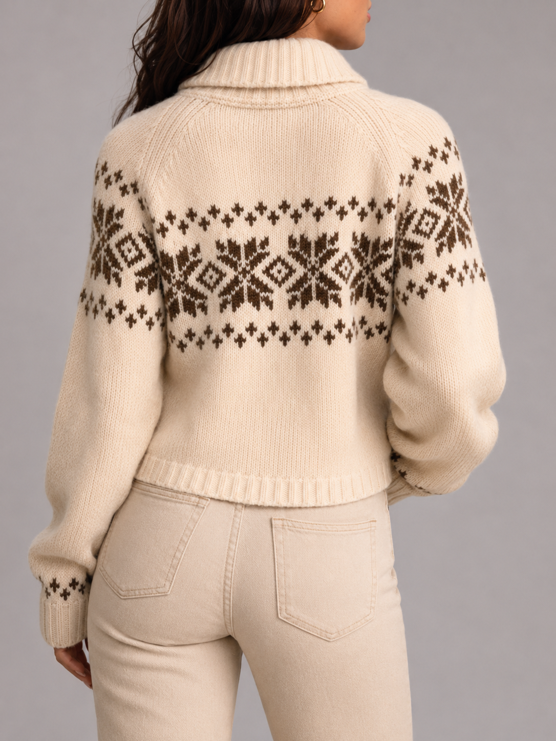 Fair Isle Zip Knit Cardigan for Women