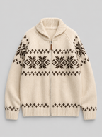 Fair Isle Zip Knit Cardigan for Women