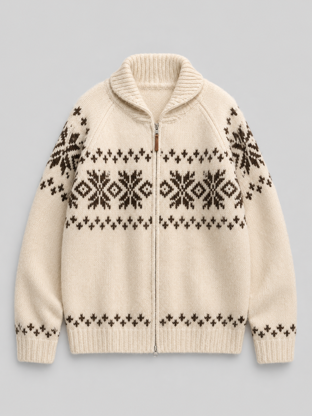 Fair Isle Zip Knit Cardigan for Women