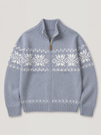 Fair Isle Zip Knit Cardigan for Women