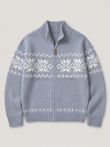 Fair Isle Zip Knit Cardigan for Women