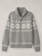 Fair Isle Zip Knit Cardigan for Women