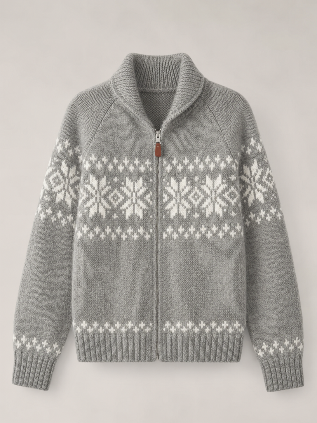 Fair Isle Zip Knit Cardigan for Women