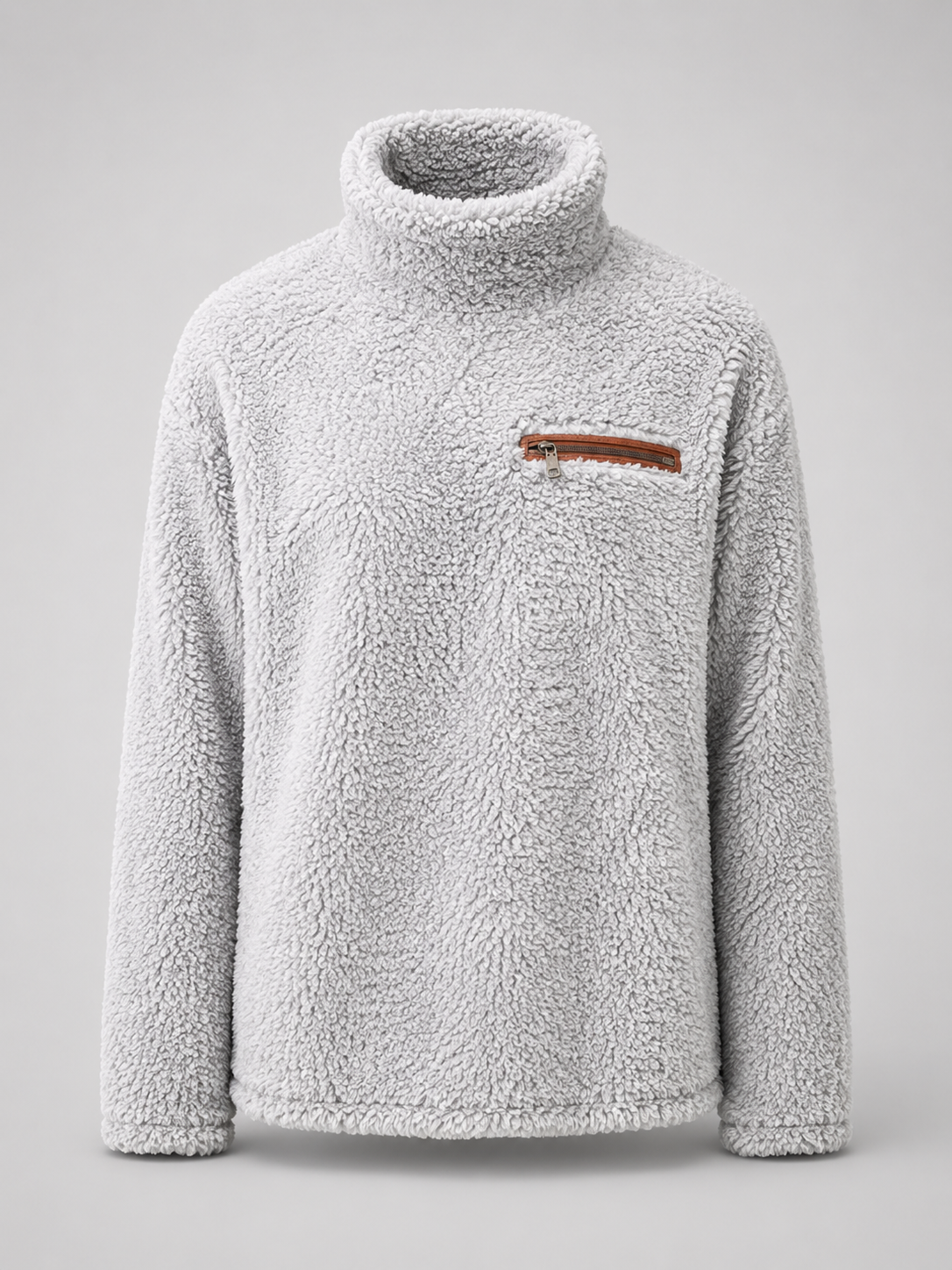 Suéter de cuello alto y textura peluda para mujer