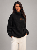 Pull à col roulé duveteux pour femme