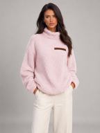 Pull à col roulé duveteux pour femme