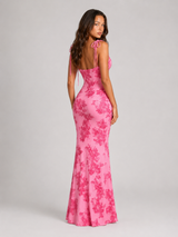 Embroidered Floral Tie Strap Maxi Dress Wedding Guest
