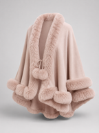 Women's Faux Fur Trim Cape Cardigan