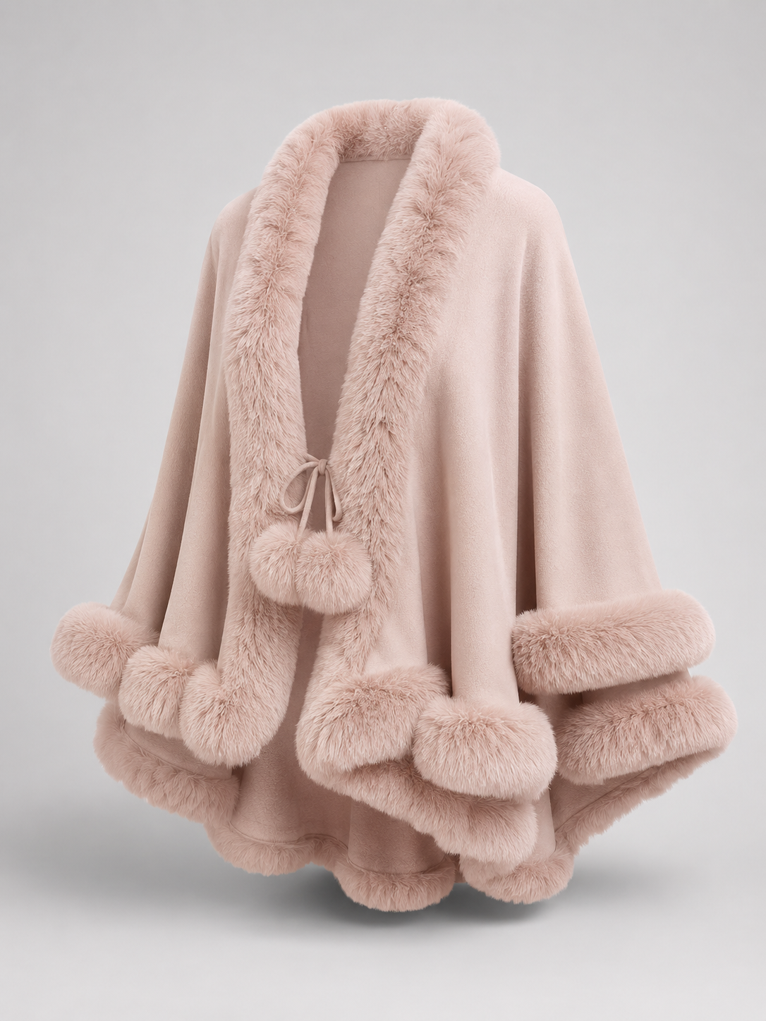 Women's Faux Fur Trim Cape Cardigan