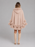 Women's Faux Fur Trim Cape Cardigan