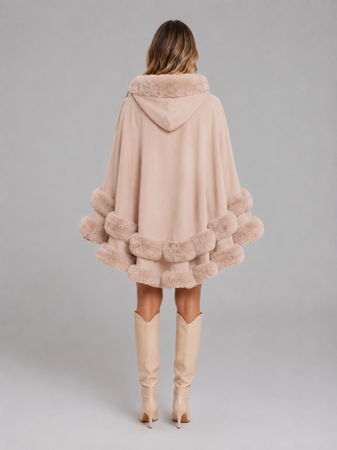 Women's Faux Fur Trim Cape Cardigan