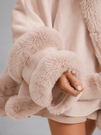 Women's Faux Fur Trim Cape Cardigan