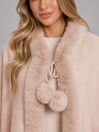 Women's Faux Fur Trim Cape Cardigan