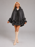 Women's Faux Fur Trim Cape Cardigan