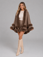 Women's Faux Fur Trim Cape Cardigan