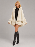 Women's Faux Fur Trim Cape Cardigan