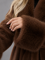 Women's Belted Faux Fur Collar Coat