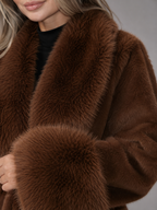 Women's Belted Faux Fur Collar Coat