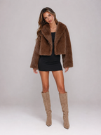 Women's Faux Fox Fur Cropped Jacket