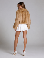 Women's Collared Faux Fur Jacket Beige