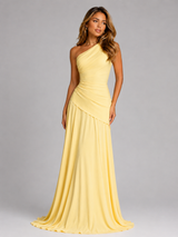 Robe longue en mousseline à une épaule avec détail corset pour femme - Silhouette sculptée  