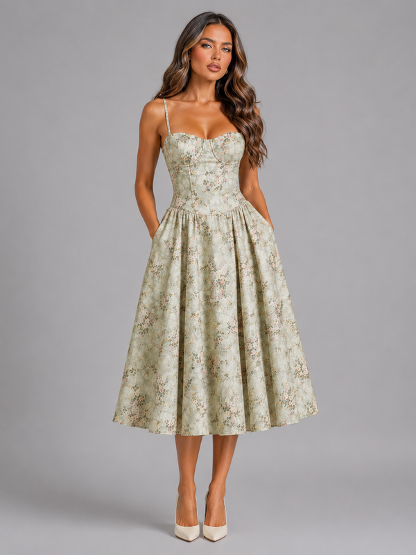 Vestido midi con corsé para eventos de verano e invitadas de boda - Estilo para ocasiones