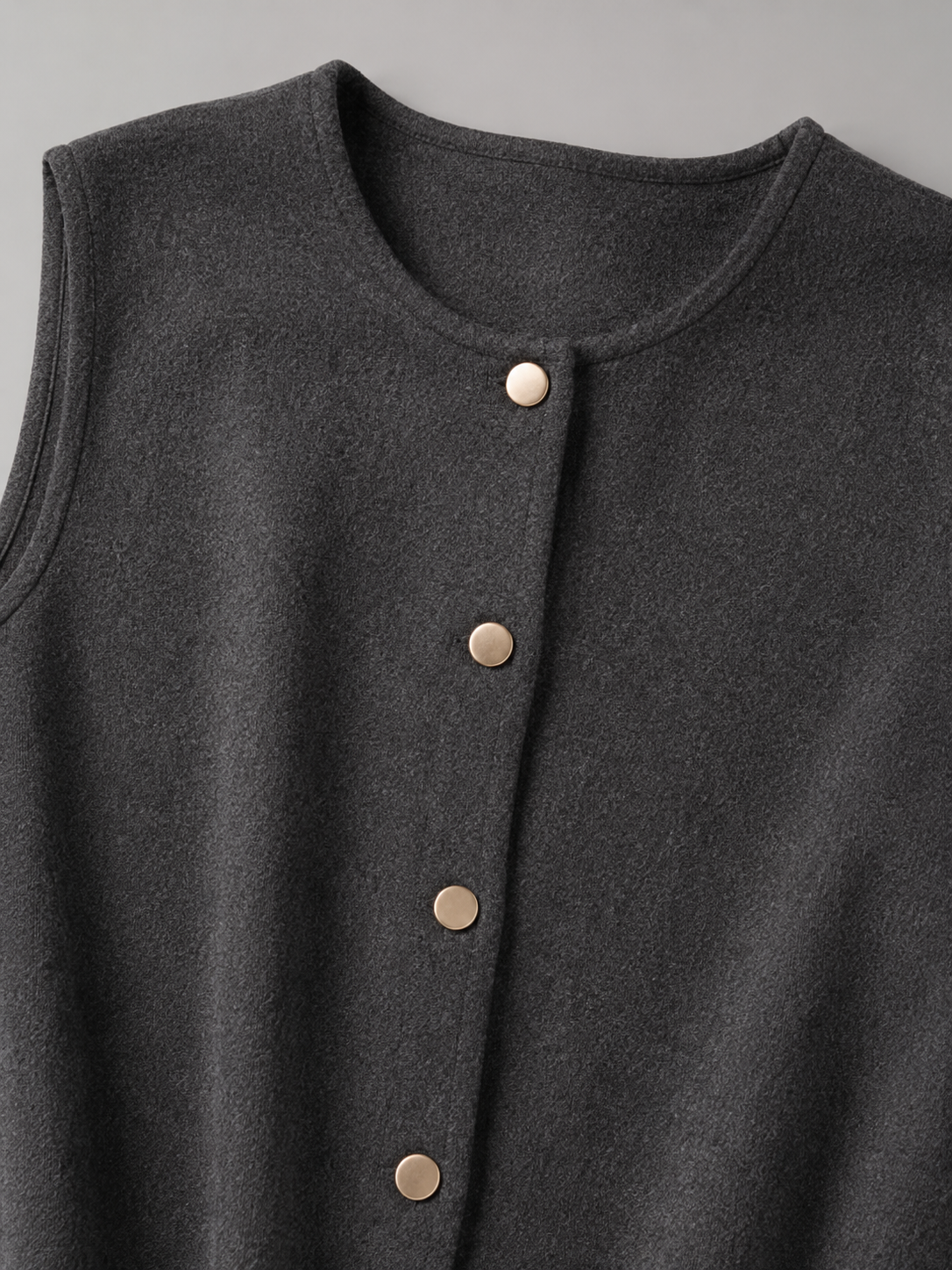 Button Front Knit Vest Autumn Women