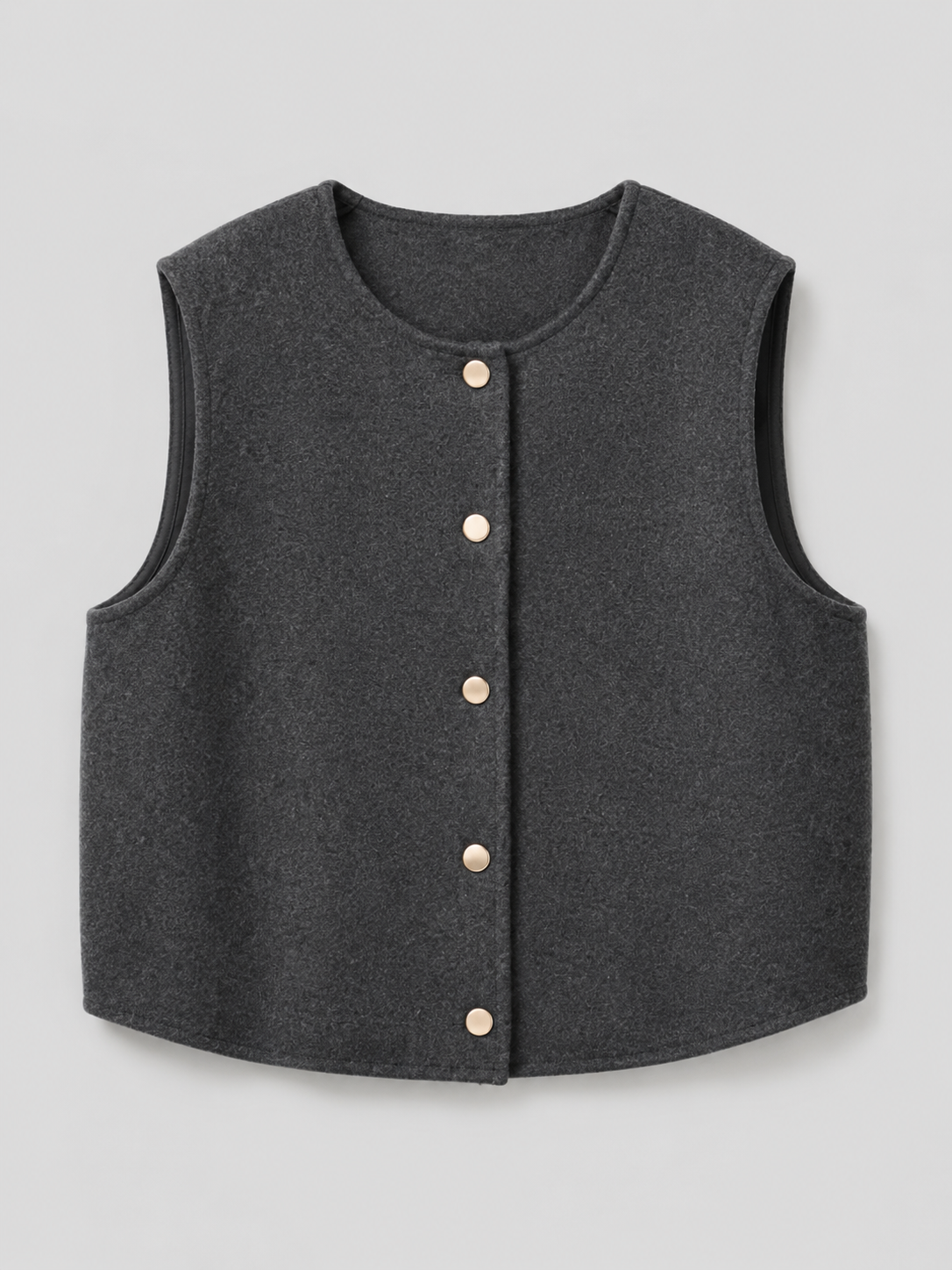 Button Front Knit Vest Autumn Women