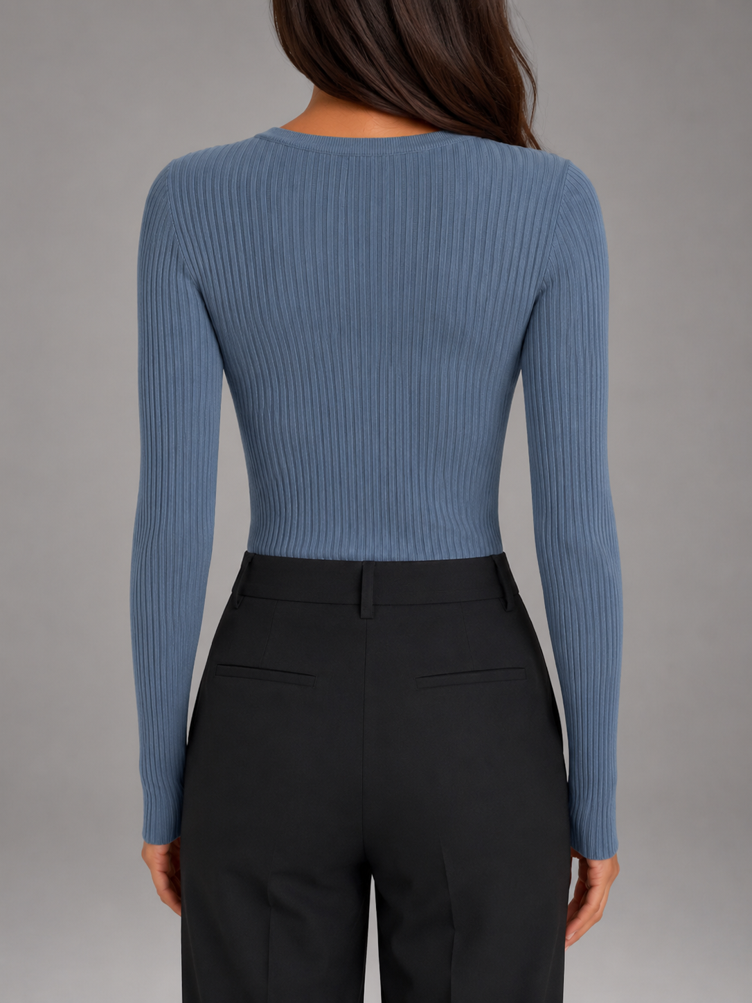Ribbed Henley Top | Fitted Long-Sleeve Knit Shirt