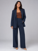 Women's Tailored Blazer And Wide-Leg Pants Set Navy