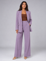 Women's Tailored Blazer And Wide-Leg Pants Set Navy
