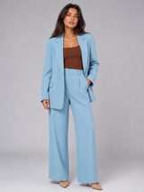 Women's Tailored Blazer And Wide-Leg Pants Set Navy